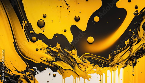 Abstract background painting yellow and black - Generative ai