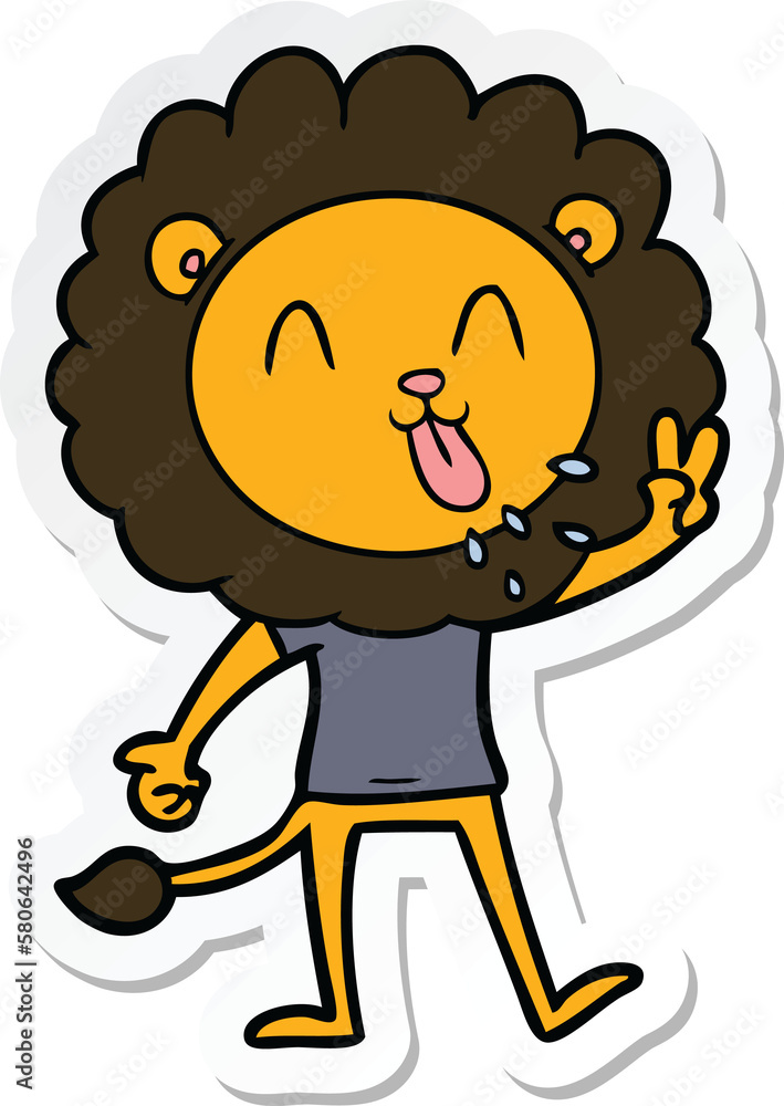 sticker of a happy cartoon lion sticker of a happy cartoon lion
