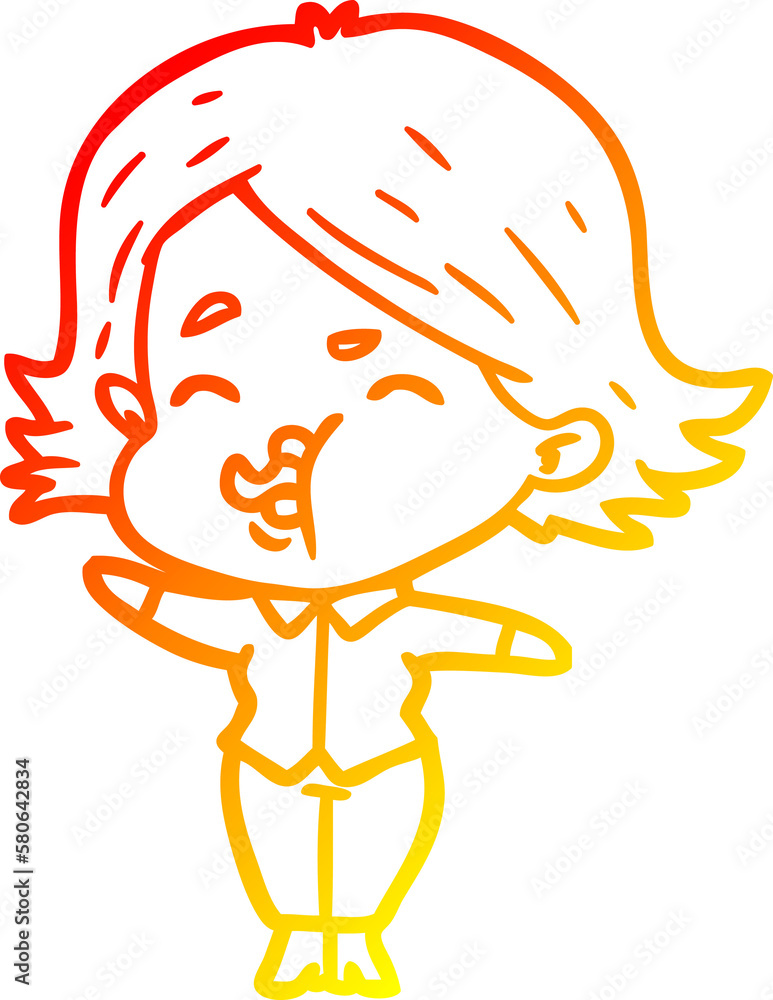 warm gradient line drawing cartoon girl pulling face warm gradient line drawing cartoon girl pulling face