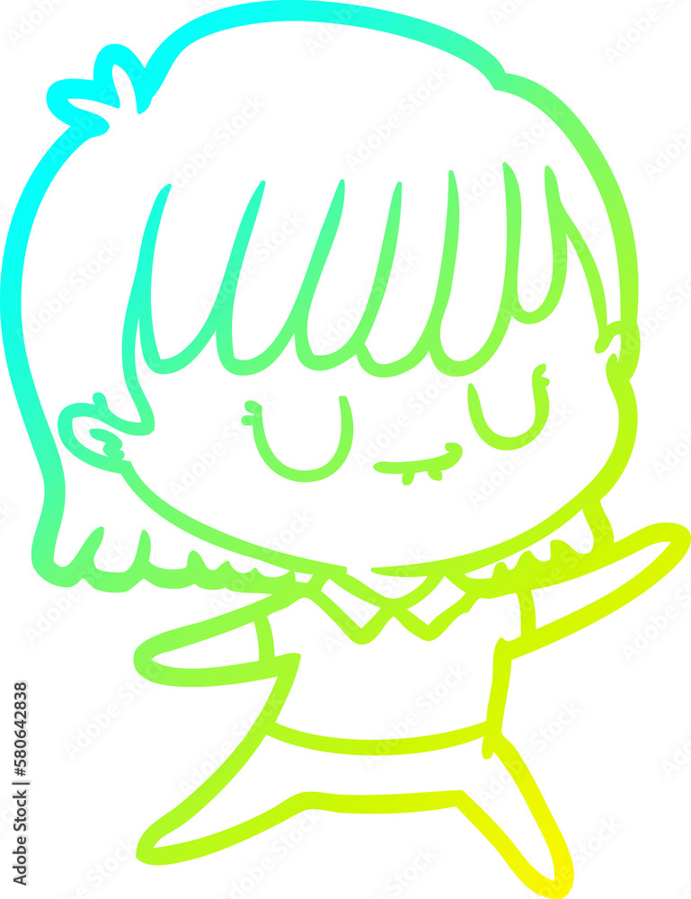 cold gradient line drawing cartoon woman cold gradient line drawing cartoon woman