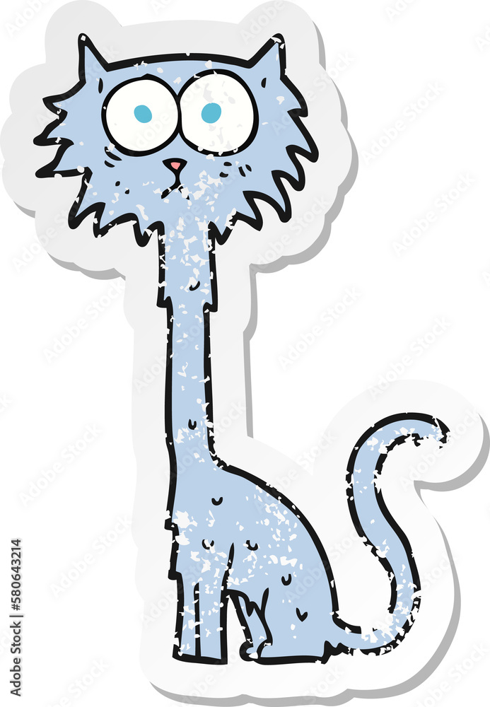retro distressed sticker of a cartoon cat retro distressed sticker of a cartoon cat
