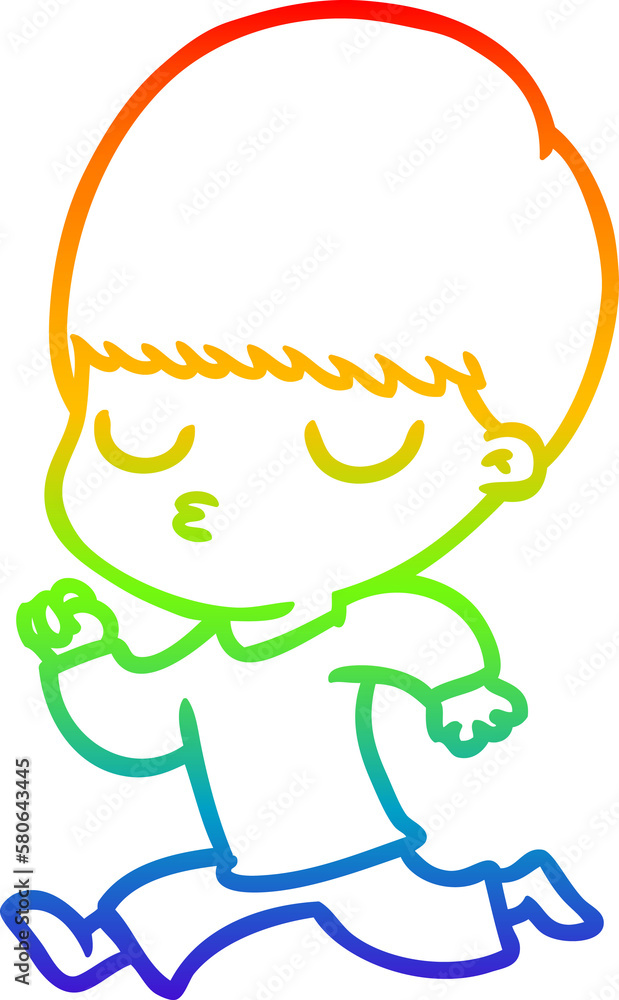 rainbow gradient line drawing cartoon calm boy rainbow gradient line drawing cartoon calm boy