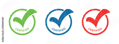 Print certified icon set. Quality assurance mark