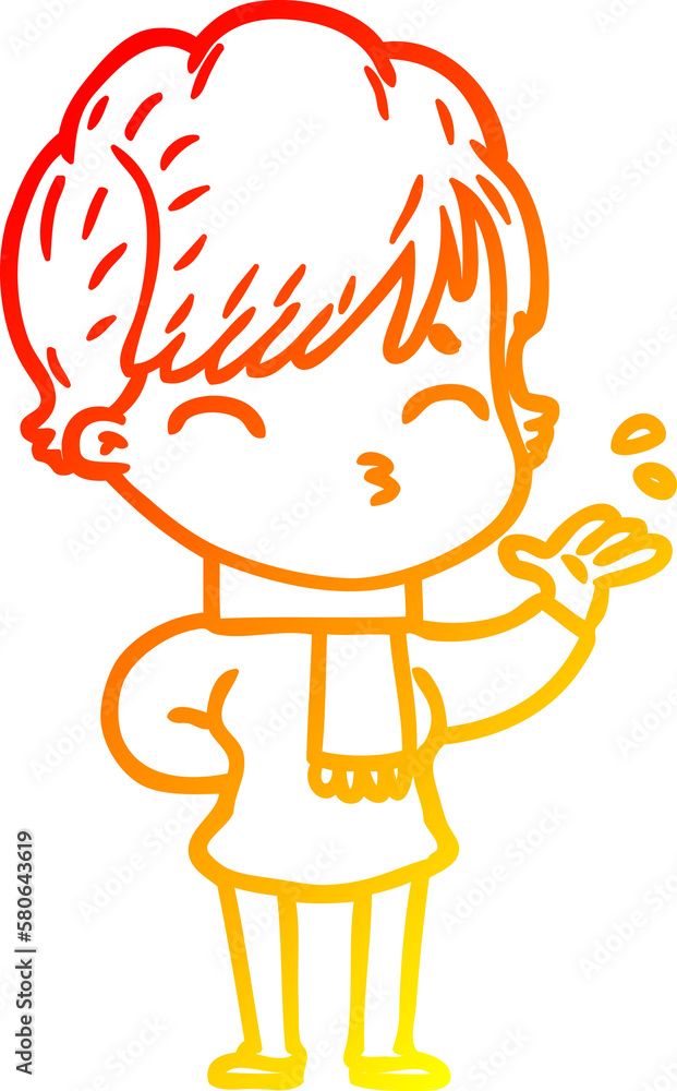 warm gradient line drawing cartoon woman thinking warm gradient line drawing cartoon woman thinking