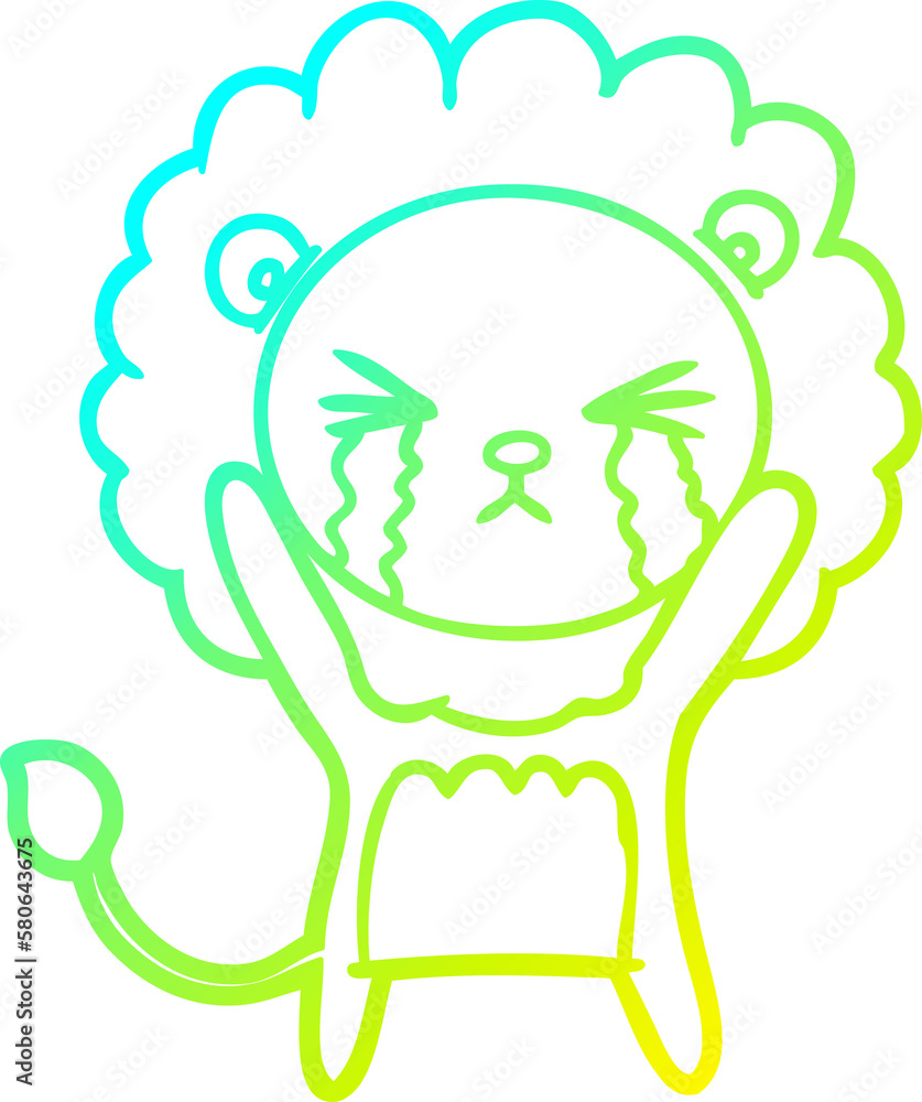 cold gradient line drawing cartoon crying lion cold gradient line drawing cartoon crying lion
