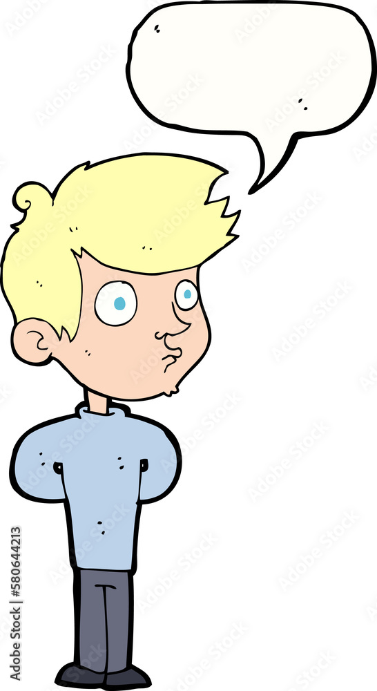 Obraz premium cartoon boy staring with speech bubble