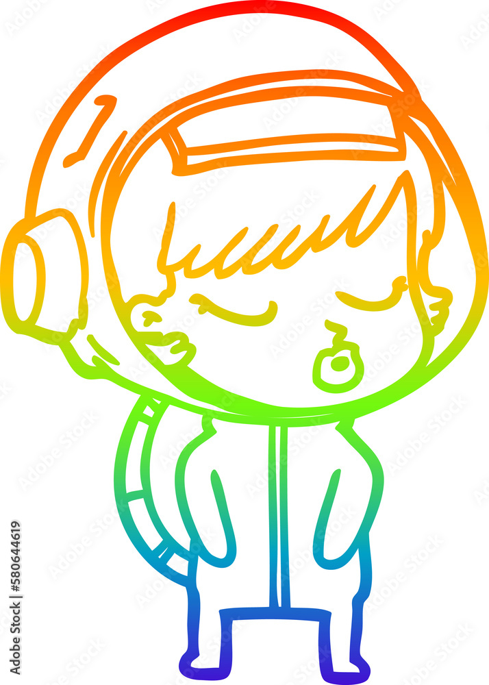 rainbow gradient line drawing cartoon pretty astronaut girl rainbow gradient line drawing cartoon pretty astronaut girl