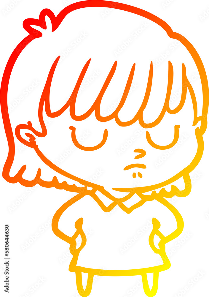 warm gradient line drawing cartoon woman warm gradient line drawing cartoon woman