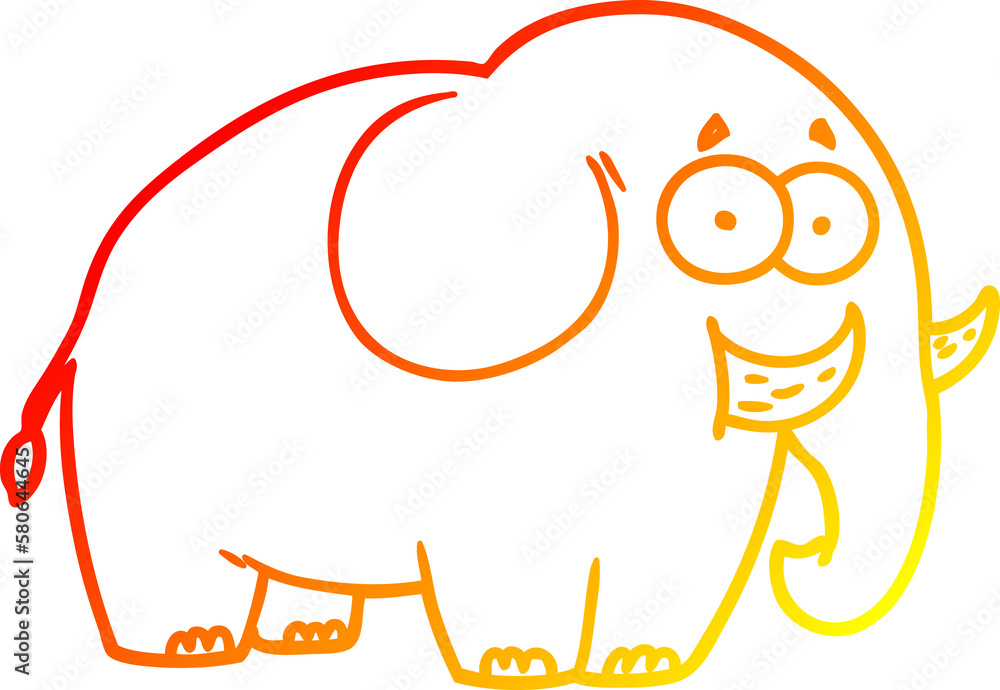 Obraz premium warm gradient line drawing cartoon elephant