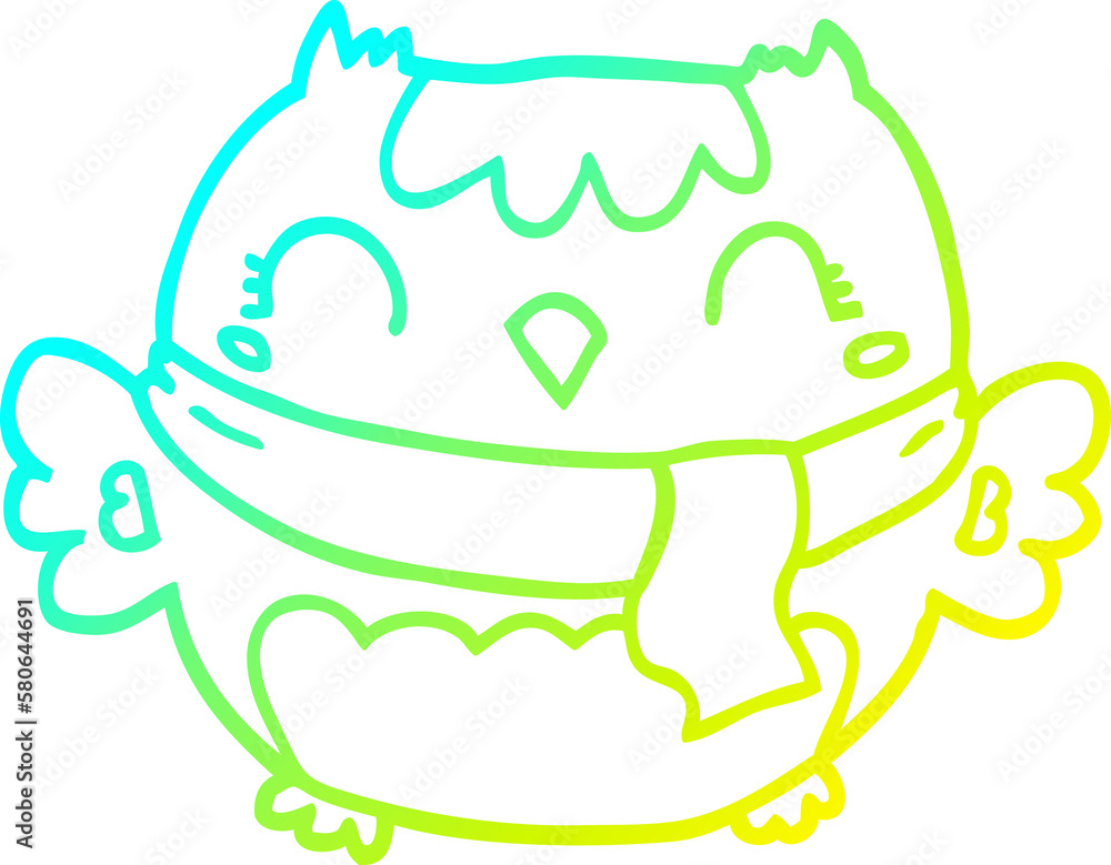 cold gradient line drawing cute cartoon owl cold gradient line drawing cute cartoon owl