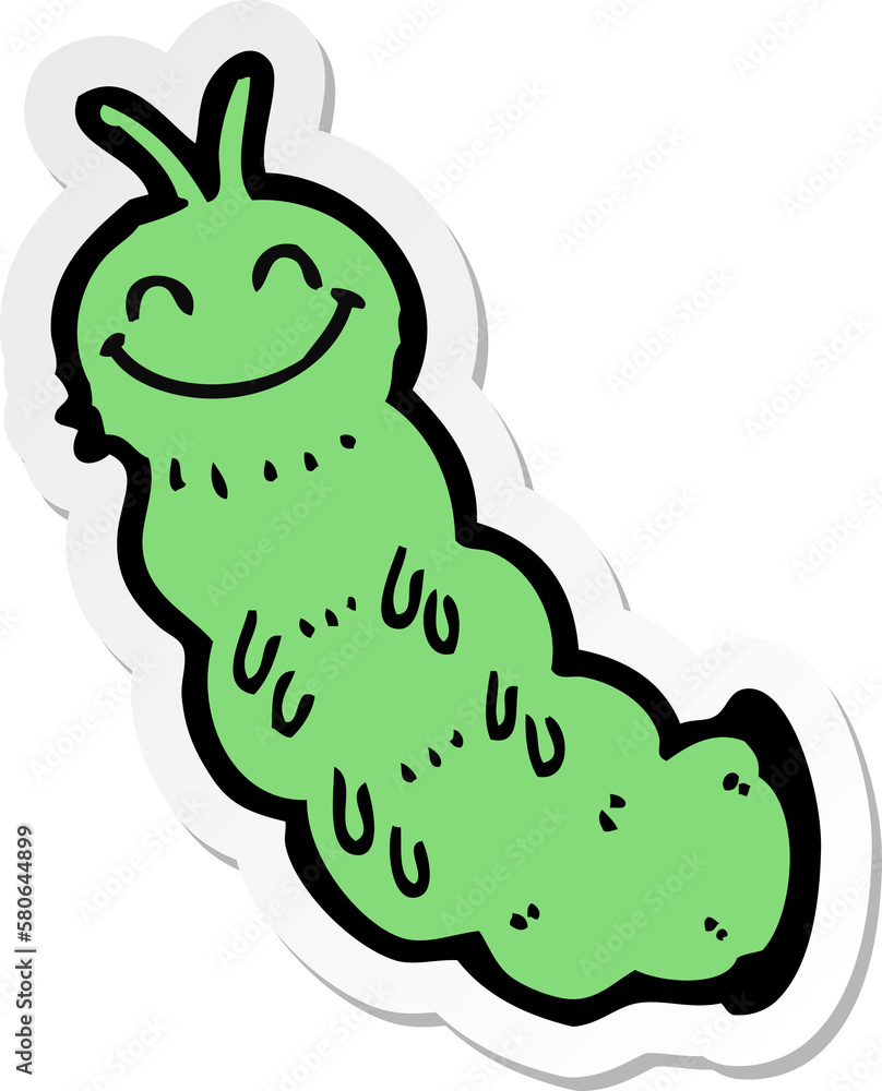 sticker of a cartoon caterpillar sticker of a cartoon caterpillar