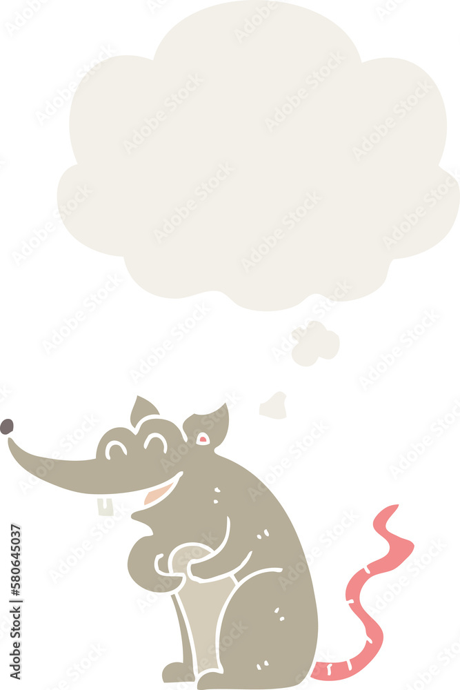 cartoon rat and thought bubble in retro style cartoon rat and thought bubble in retro style