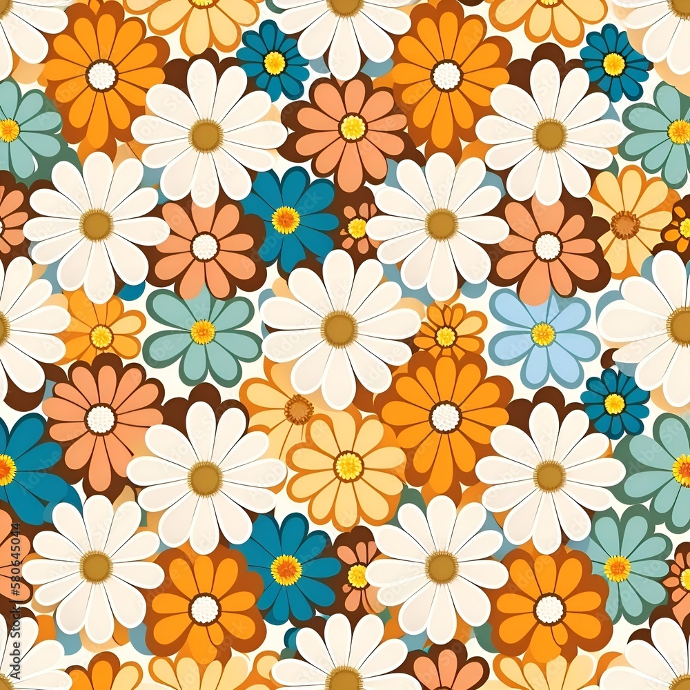seamless floral background 70's seamless floral background 70's