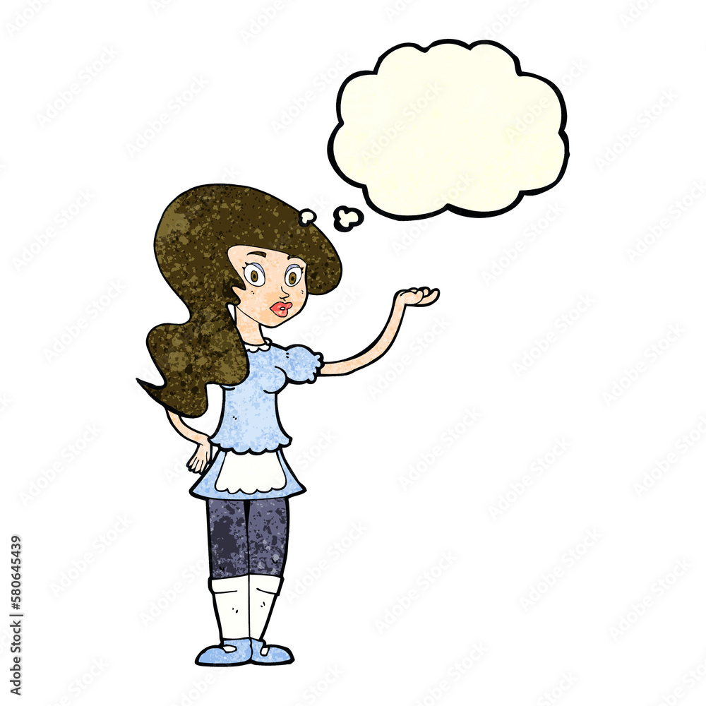 cartoon waitress with thought bubble cartoon waitress with thought bubble