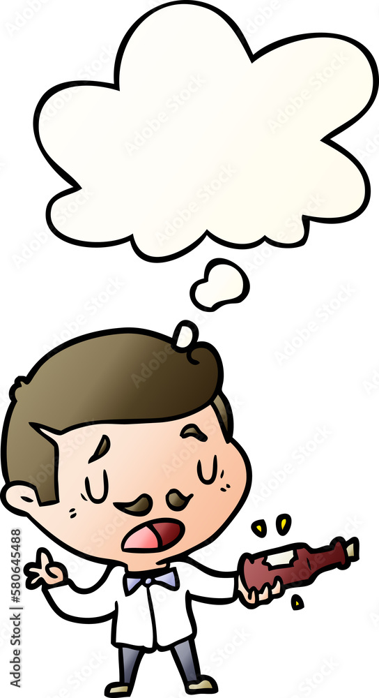 cartoon wine expert and thought bubble in smooth gradient style cartoon wine expert and thought bubble in smooth gradient style