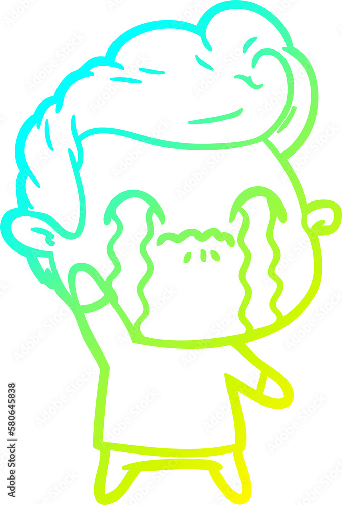 cold gradient line drawing cartoon man crying cold gradient line drawing cartoon man crying