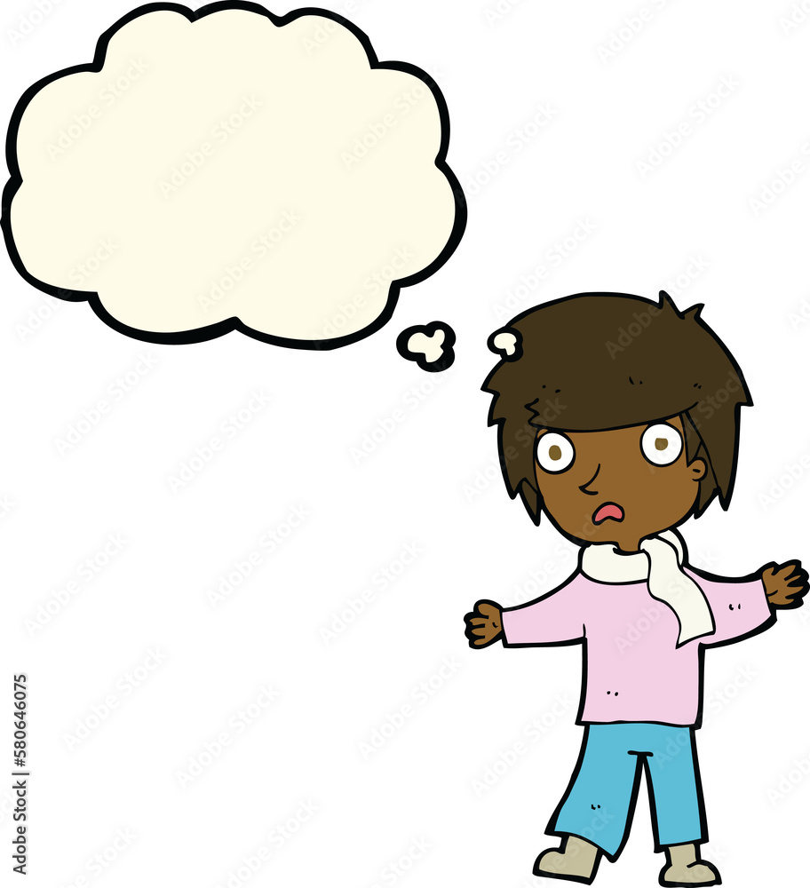 cartoon unhappy boy with thought bubble cartoon unhappy boy with thought bubble