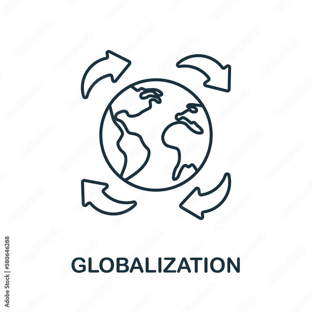 Obraz premium Globalization line icon. Monochrome simple Globalization outline icon for templates, web design and infographics