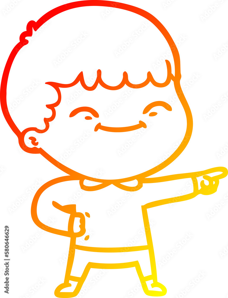 warm gradient line drawing cartoon happy boy warm gradient line drawing cartoon happy boy