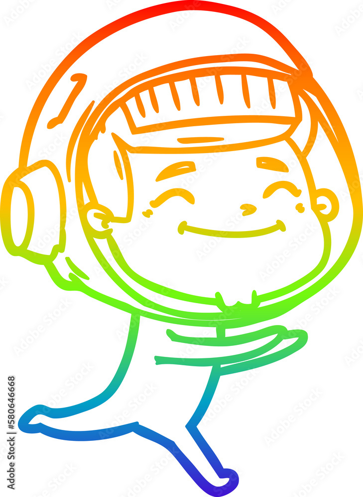 rainbow gradient line drawing happy cartoon astronaut rainbow gradient line drawing happy cartoon astronaut