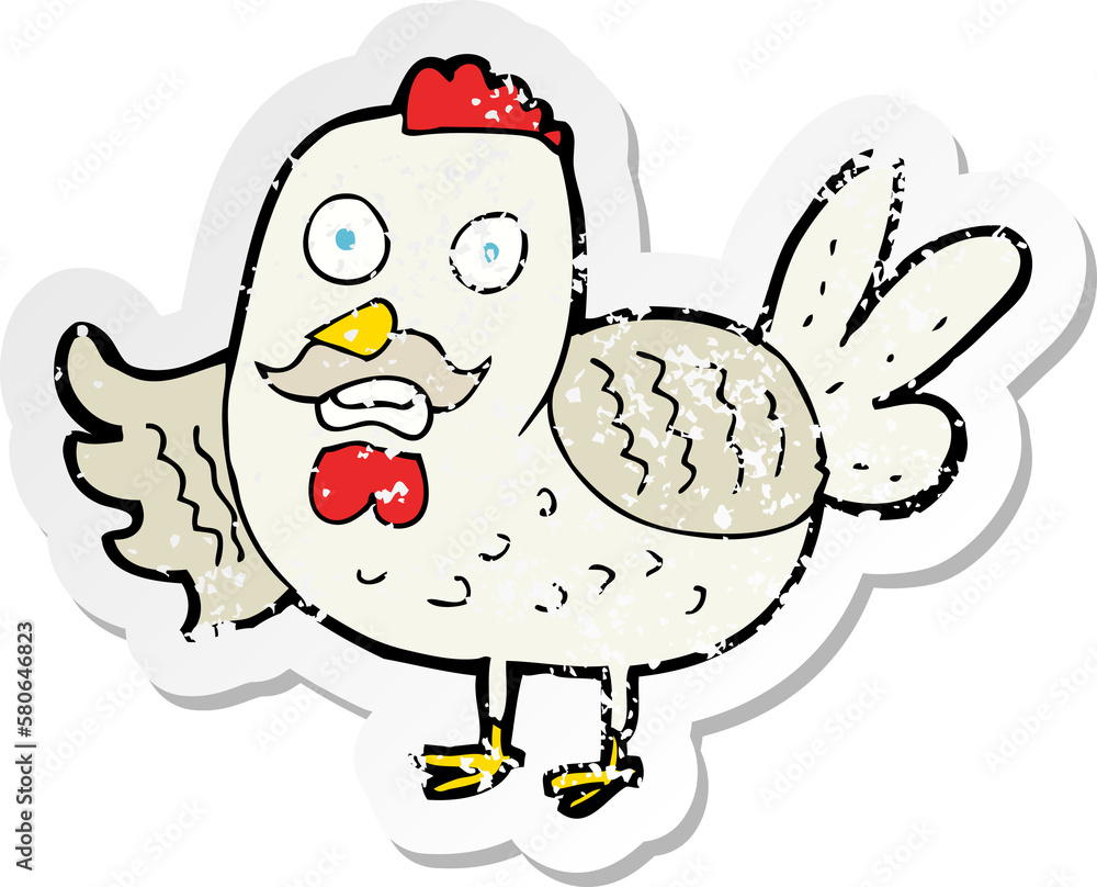 Fototapeta premium retro distressed sticker of a cartoon old rooster