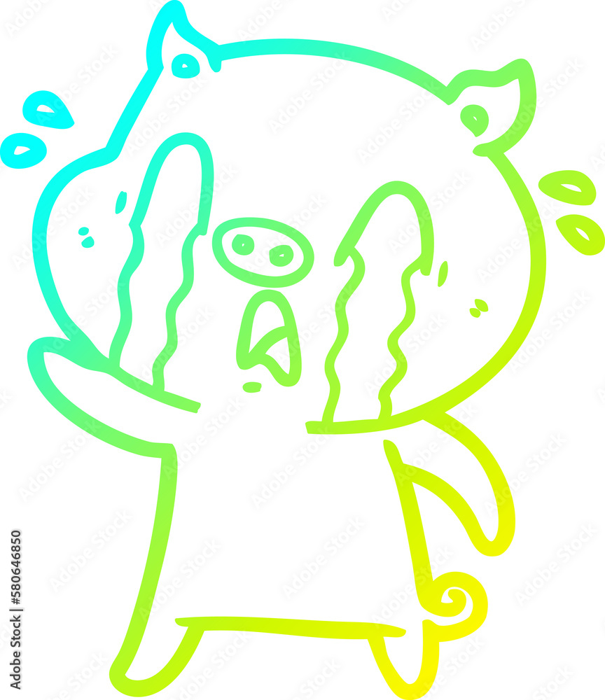 cold gradient line drawing crying pig cartoon cold gradient line drawing crying pig cartoon