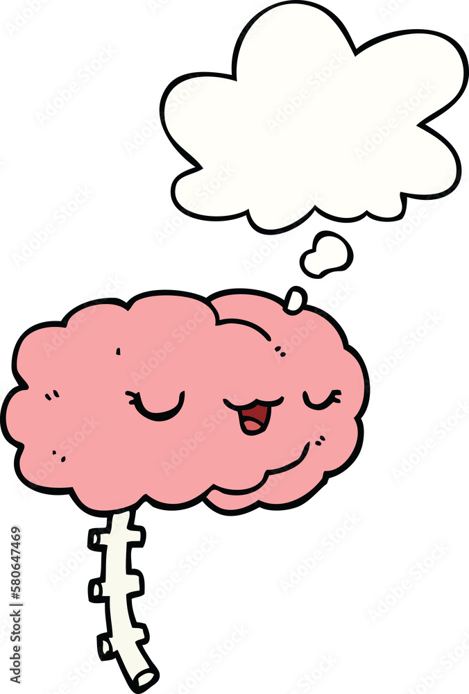 happy cartoon brain and thought bubble happy cartoon brain and thought bubble