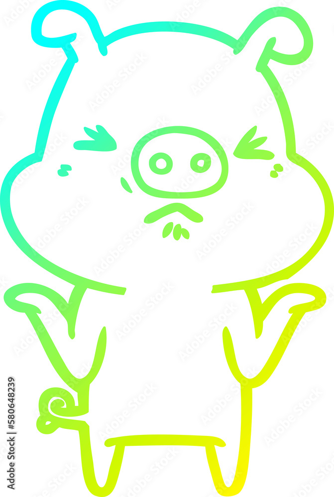cold gradient line drawing cartoon angry pig cold gradient line drawing cartoon angry pig