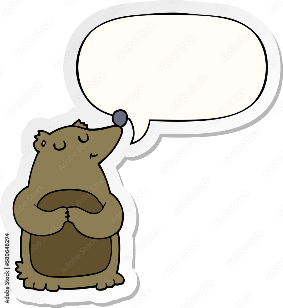 cartoon bear and speech bubble sticker cartoon bear and speech bubble sticker