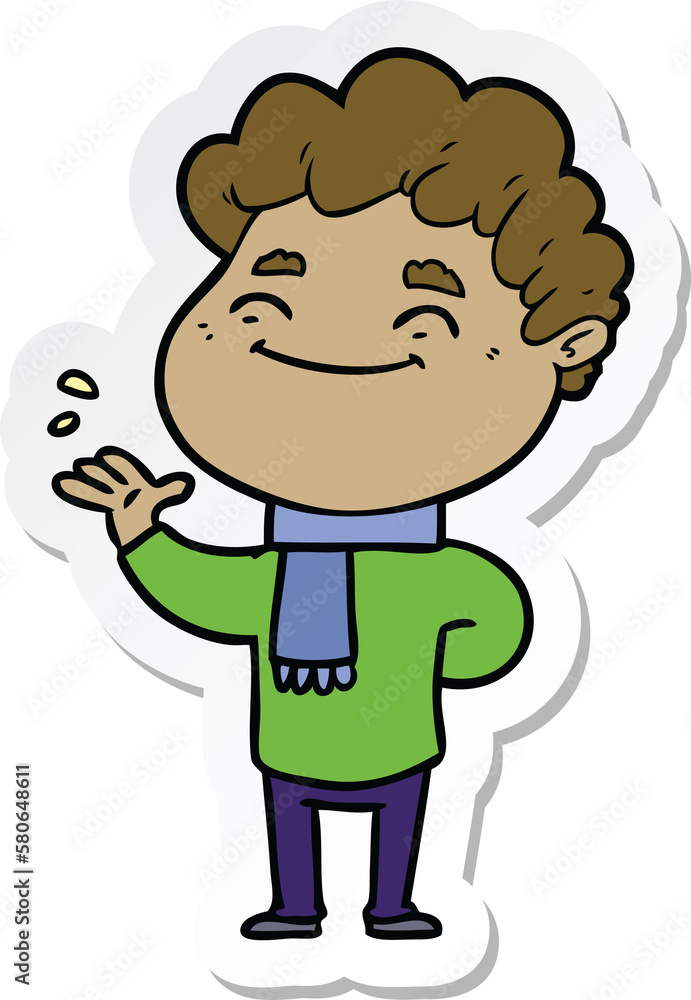 sticker of a cartoon friendly man sticker of a cartoon friendly man