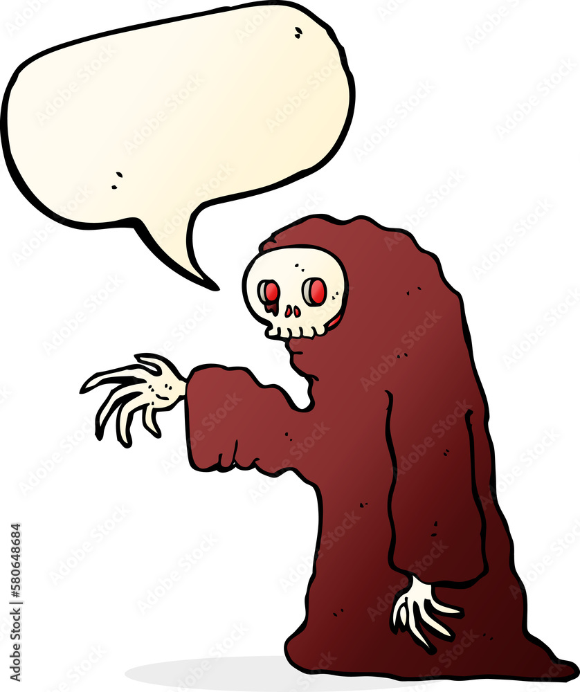 Obraz premium cartoon spooky halloween costume with speech bubble