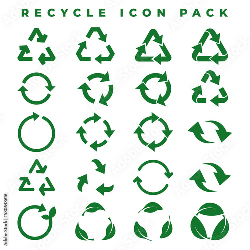 Minimalist vector set of recyling, repeat, or degradable symbol. photo