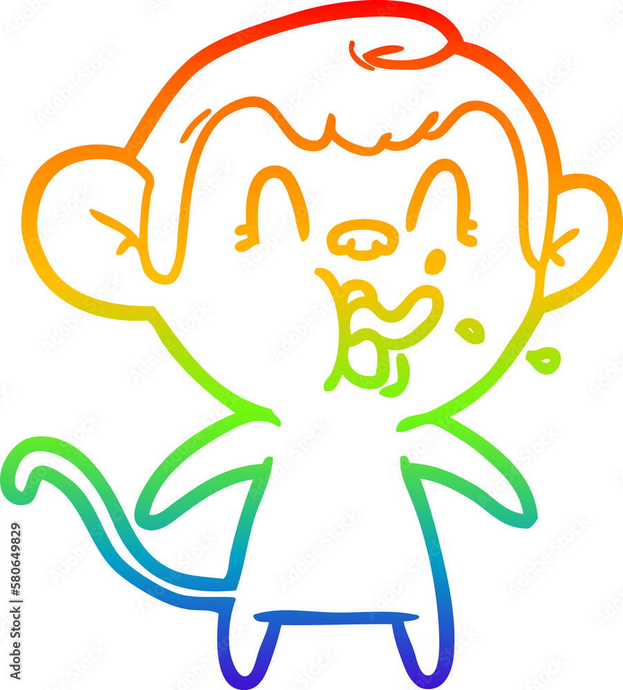 rainbow gradient line drawing crazy cartoon monkey rainbow gradient line drawing crazy cartoon monkey