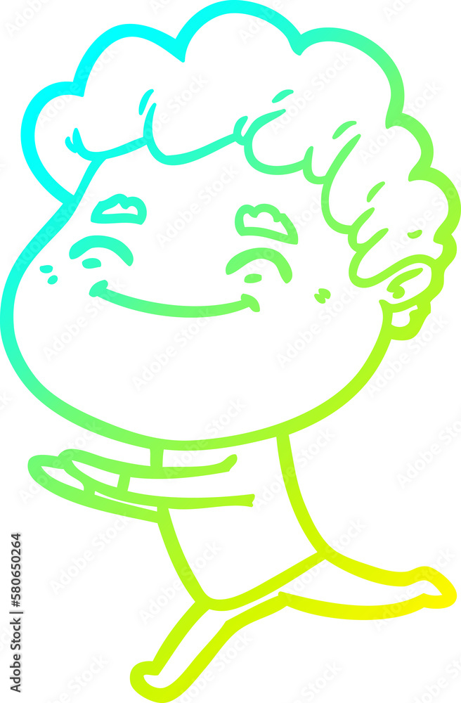 Naklejka premium cold gradient line drawing cartoon friendly man
