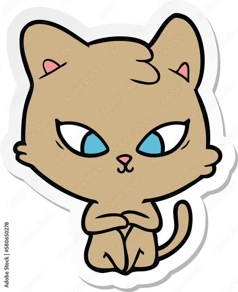 sticker of a cute cartoon cat