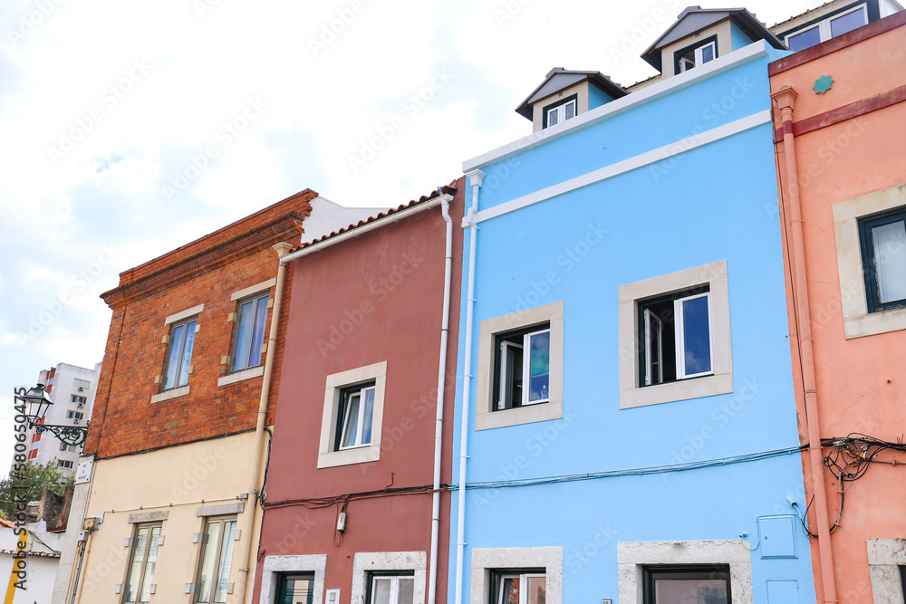 Typical Portuguese facades with white windows
