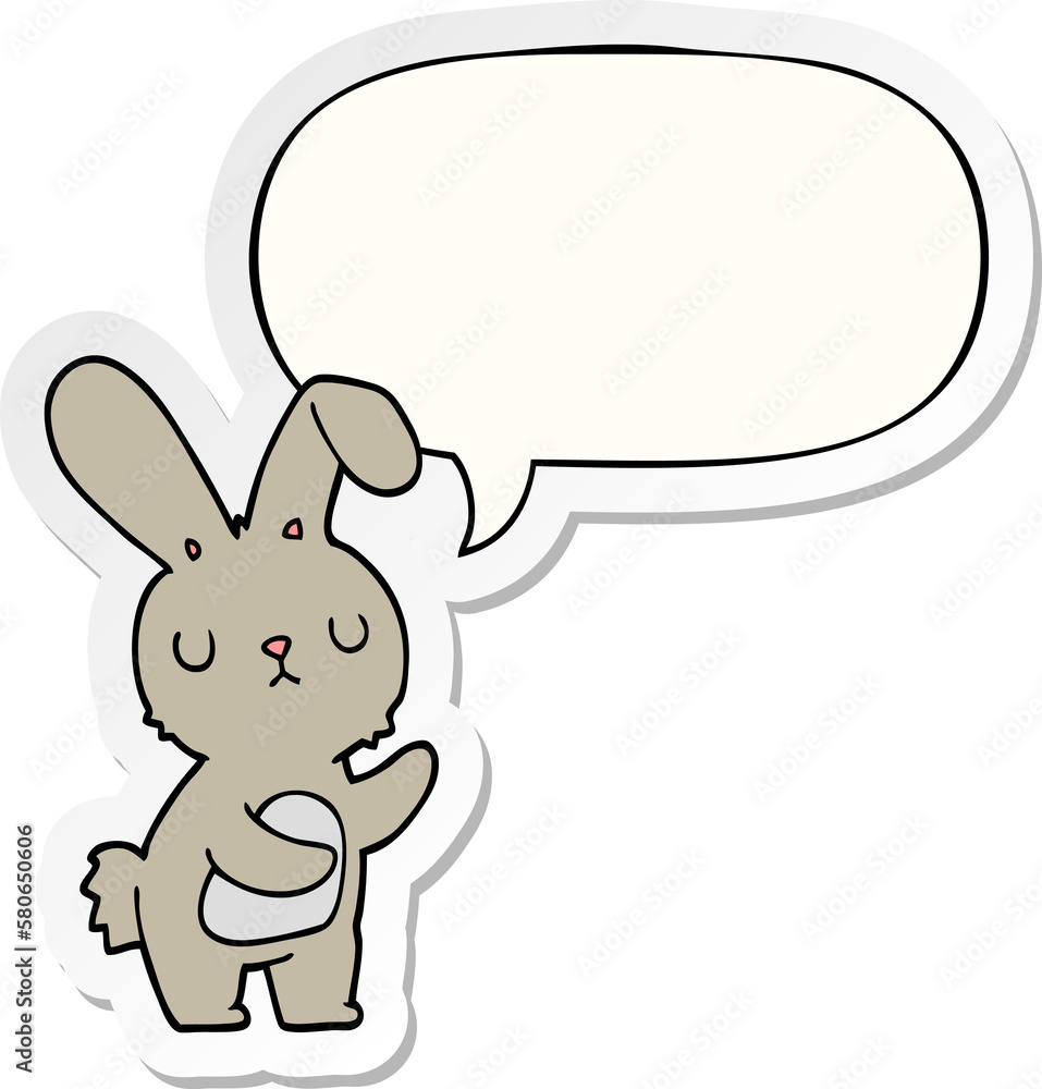 cute cartoon rabbit and speech bubble sticker cute cartoon rabbit and speech bubble sticker