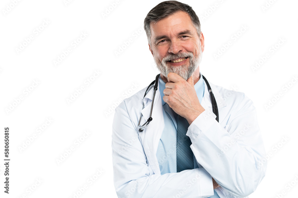 Cheerful mature doctor posing and smiling at camera, healthcare and medicine Cheerful mature doctor posing and smiling at camera, healthcare and medicine