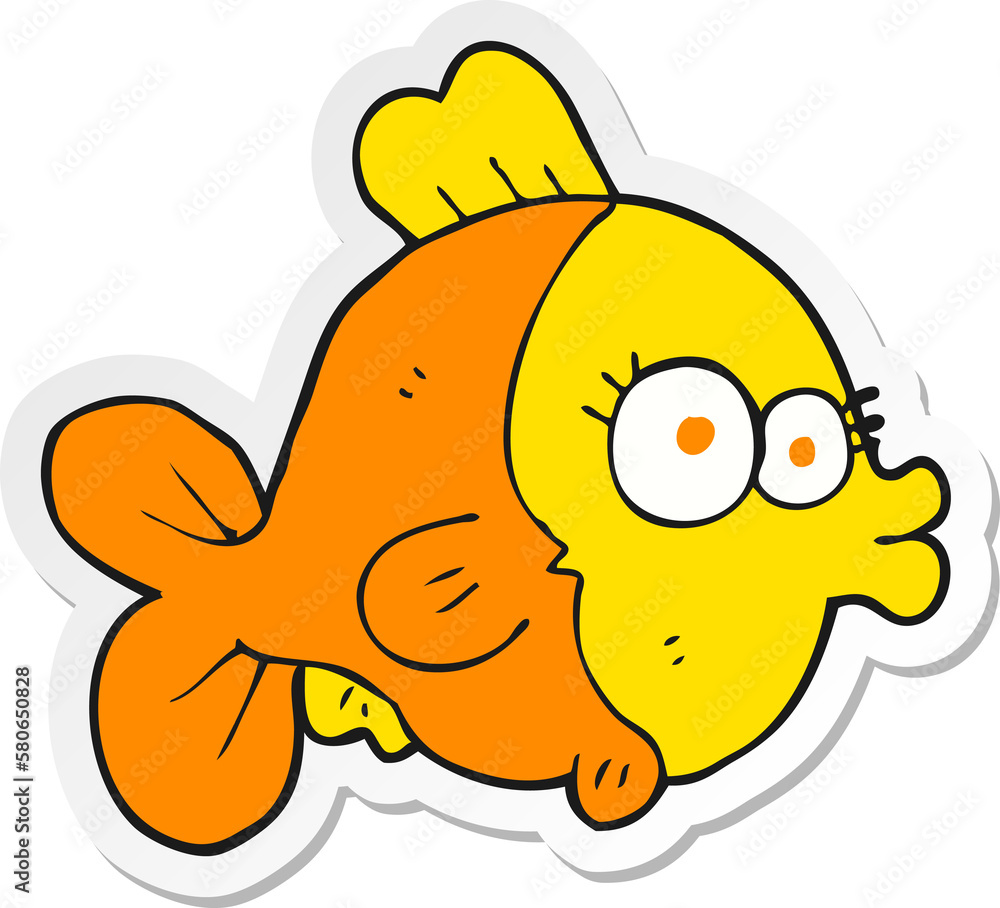 sticker of a funny cartoon fish sticker of a funny cartoon fish