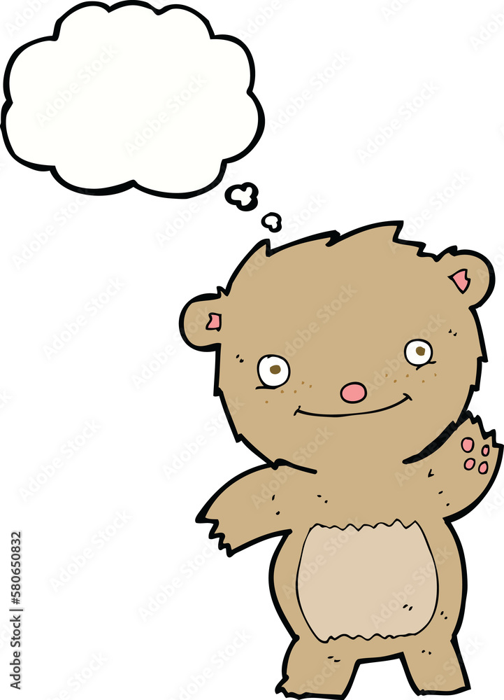 cartoon waving teddy bear with thought bubble cartoon waving teddy bear with thought bubble