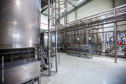 Modern milk factory equipment.