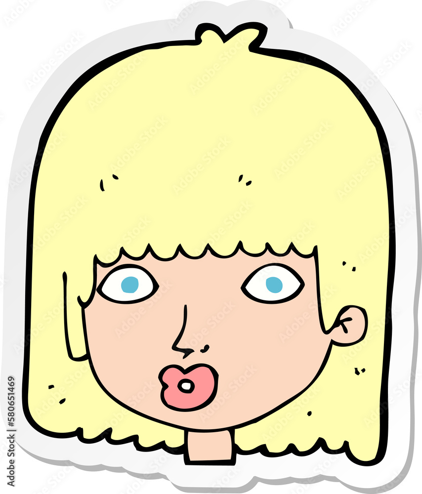 sticker of a cartoon surprised woman sticker of a cartoon surprised woman
