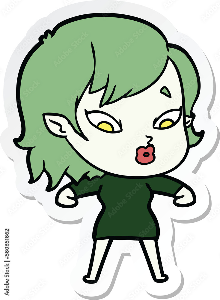 sticker of a cute cartoon vampire girl sticker of a cute cartoon vampire girl
