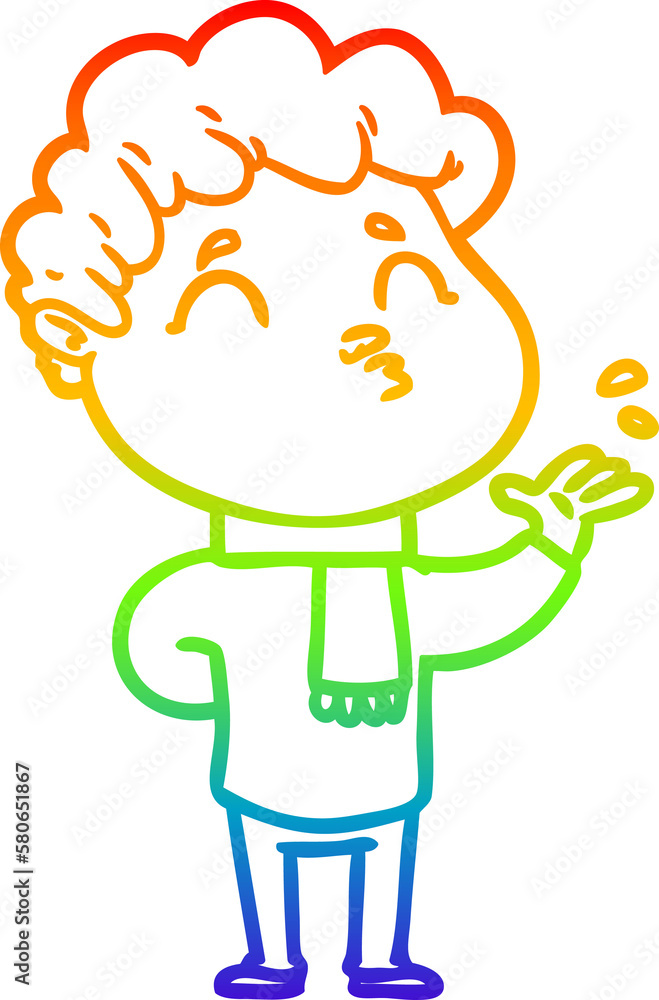 rainbow gradient line drawing cartoon man pouting rainbow gradient line drawing cartoon man pouting