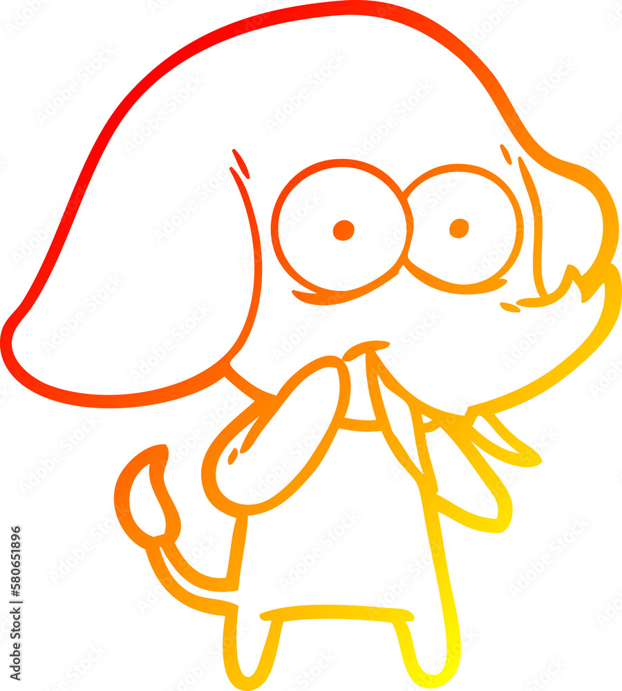 Obraz premium warm gradient line drawing happy cartoon elephant