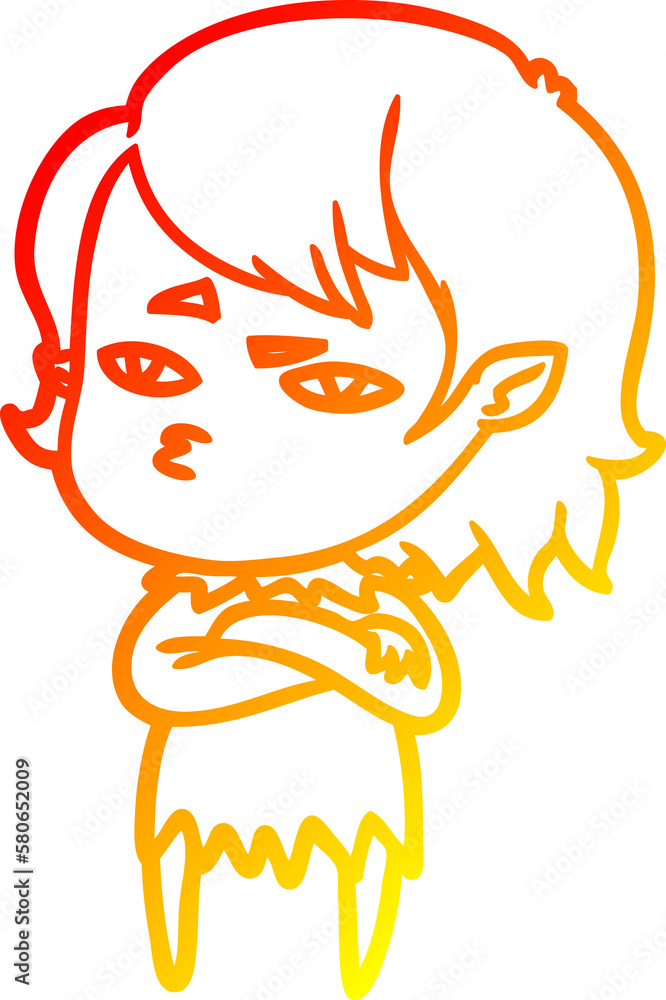 warm gradient line drawing cartoon vampire girl warm gradient line drawing cartoon vampire girl