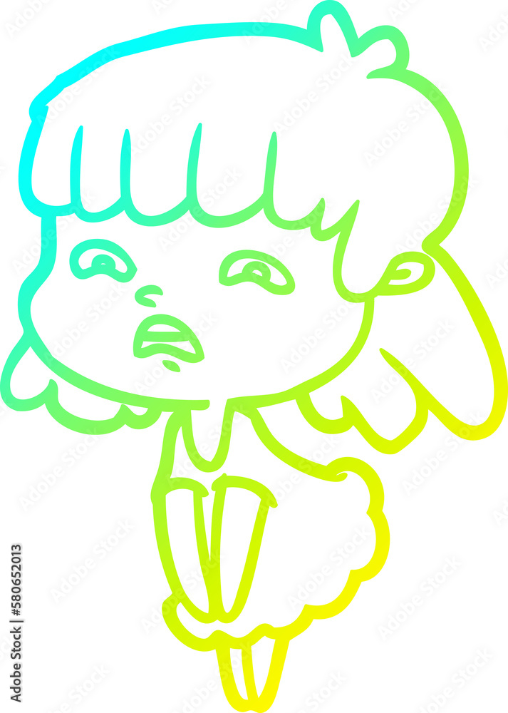 cold gradient line drawing cartoon worried woman cold gradient line drawing cartoon worried woman