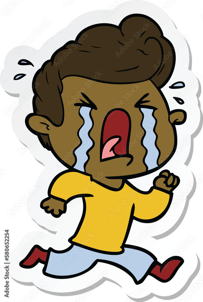 sticker of a cartoon crying man sticker of a cartoon crying man