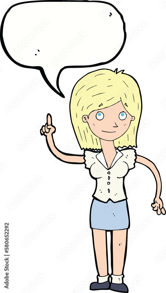 cartoon woman with idea with speech bubble cartoon woman with idea with speech bubble