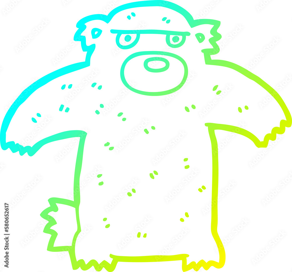 Obraz premium cold gradient line drawing cartoon bear